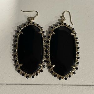 Kendra Scott Beaded Danielle Earrings in Gold Black Obsidian